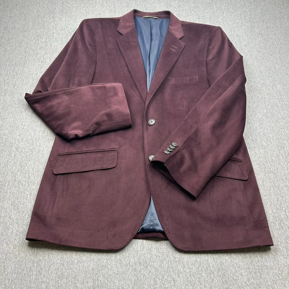 Haggar Two Button Purple Blazer Mens 42R Fall Wedding Double Vented